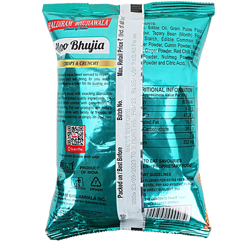 Haldiram Bhujiawala Aloo Bhujia Namkeen - Chatak Spicy & Minty, 200 g  No Additives, No Preservatives