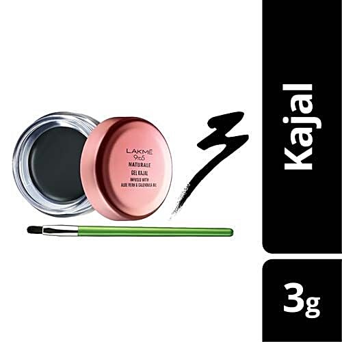 Lakme Kajal - Gel, 9 To 5 Naturale, Black, 3 g  
