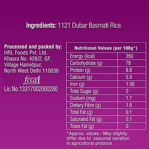 bb Royal Basmati Rice/Basmati Chawal - 1121, Dubar, 1 kg  