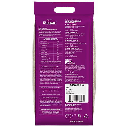 bb Royal Basmati Rice/Basmati Tandul - Everyday, 5 kg  