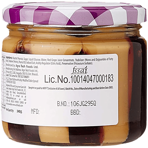 Sundrop Peanut Butter With Grape Jelly, 340 g Jar Zero Trans Fatty Acid & Cholesterol