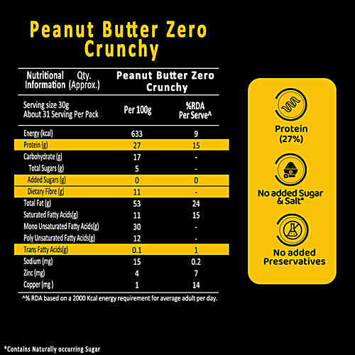Sundrop Peanut Butter - Crunchy, No Added Sugar & Salt, 924 g  