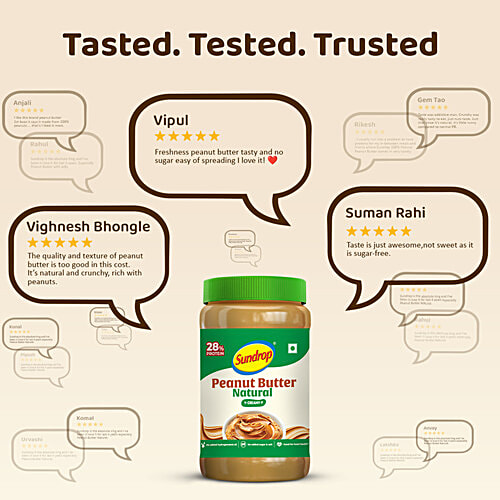 Sundrop All Natural Unsweetened Creamy Peanut Butter, 924 g Jar 29G Protein Per 100G, No Preservatives