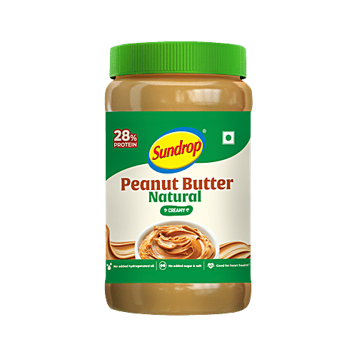 Sundrop All Natural Unsweetened Creamy Peanut Butter, 924 g Jar 29G Protein Per 100G, No Preservatives