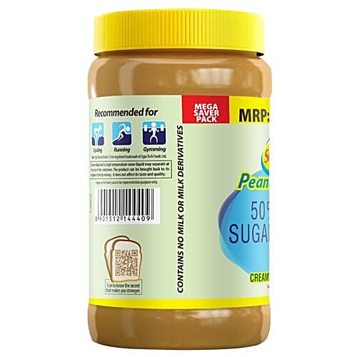 Sundrop Peanut Butter - Creamy, 50% Less Sugar & Salt, 924 g  