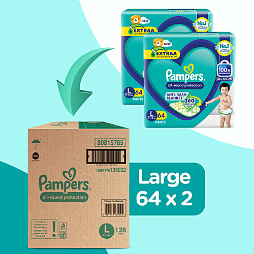 Pampers  New Dry Large Box Packs, 128 pcs  