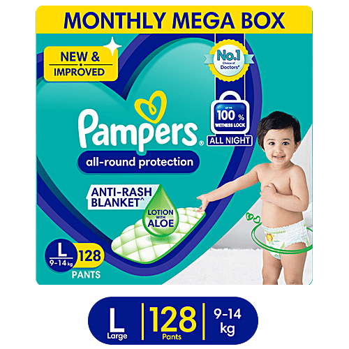 Buy Pampers Diapers Pants Large Size Monthly Box Pack New 128S Pack