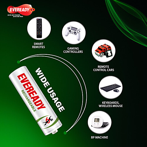 Eveready 1000 Series AAA Rechargeable Batteries, 2 pcs  Durable & Cost Effective