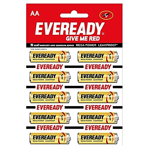 Eveready Battery Carbon Zinc AA 1005 Gold, 10 pcs  