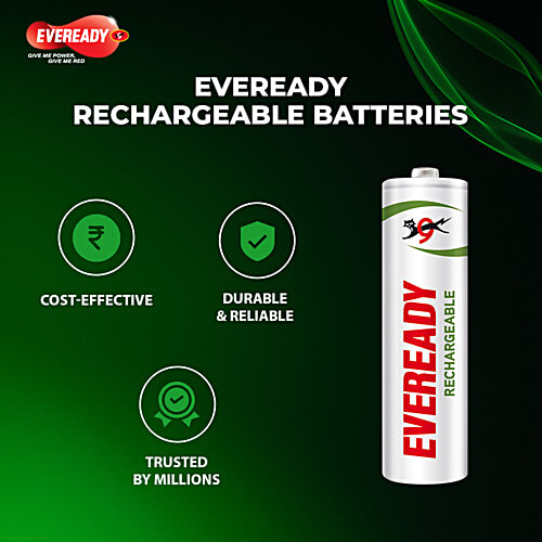 Eveready 1000 Series AA Rechargeable Batteries, 2 pcs  Durable & Cost Effective