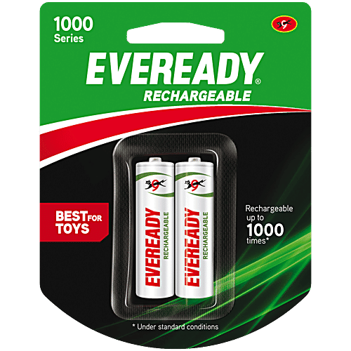 Eveready 1000 Series AA Rechargeable Batteries, 2 pcs  Durable & Cost Effective
