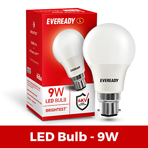 Eveready 9W 6500K LED Bulb - Cool Day Light, 1 pc  B22 Base, Energy-Efficient, 4kV Surge Protection, Long-Lasting Durability
