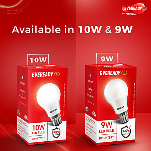 Eveready 9W 6500K LED Bulb - Cool Day Light, 1 pc  B22 Base, Energy-Efficient, 4kV Surge Protection, Long-Lasting Durability