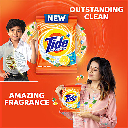 Tide Plus Double Power Detergent Washing Powder - Lemon & Mint, 8 kg  Removes Deep-Seated Tough Stains, Removes Bad Odour, Leaves Clothes Fresh & Bright