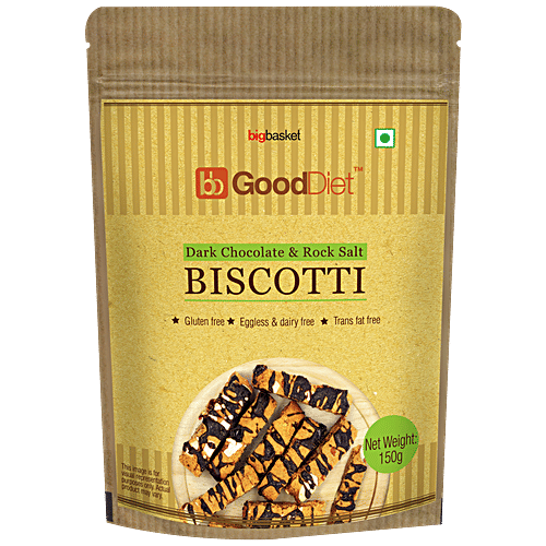bb Gooddiet Biscotti - Dark Chocolate & Rock Salt, Gluten Free, 150 g Gluten Free, No Added Sugar
