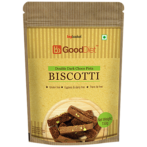 GoodDiet Biscotti - Double Dark Chocolate, Pistachio, Gluten Free, 150 g  