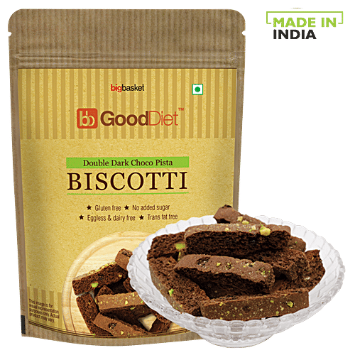 GoodDiet Biscotti - Double Dark Chocolate, Pistachio, Gluten Free, 150 g  
