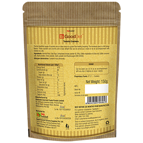 GoodDiet Crackers -Tomato, Gluten free, 150 g  