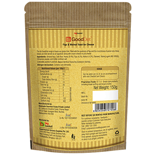 bb Gooddiet Toast for Cheese - Fig & Walnuts, 150 g Pouch 
