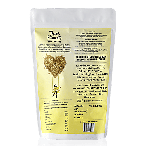 True Elements Snack - Sunflower Seeds, Roasted, Salted Crunch, Harippa, 125 g Good Source of Vitamin E & Vitamin B6
