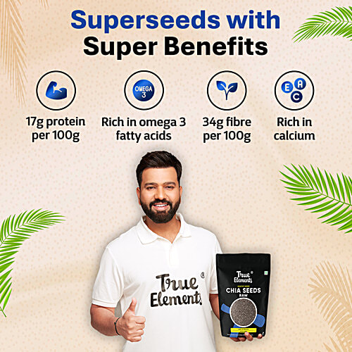 True Elements Raw Chia Seeds, 1 kg  Rich In Omega 3, Zinc & Fibre