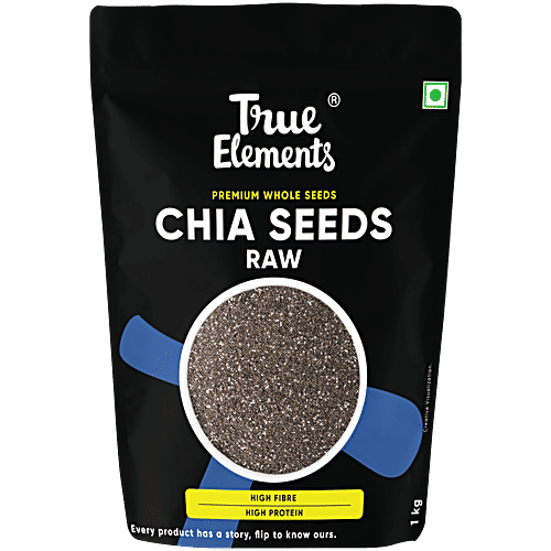 True Elements Raw Chia Seeds, 1 kg  Rich In Omega 3, Zinc & Fibre