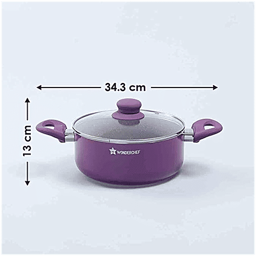 Wonderchef Royal Velvet Non-Stick Casserole - Induction Base, With Lid, Purple, 20 cm, 2.5 L  