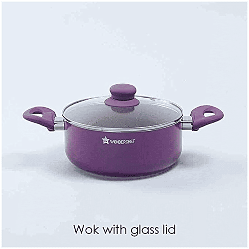 Wonderchef Royal Velvet Non-Stick Casserole - Induction Base, With Lid, Purple, 20 cm, 2.5 L  