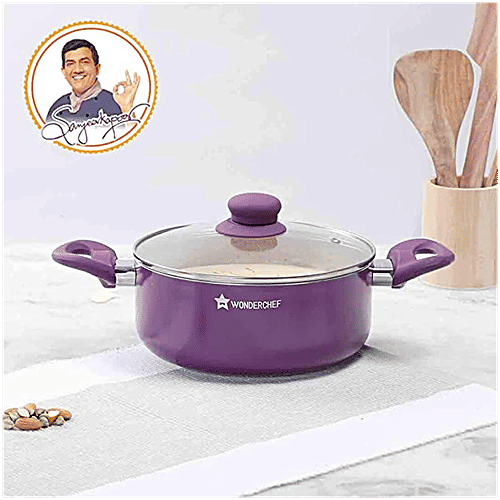 Wonderchef Royal Velvet Non-Stick Casserole - Induction Base, With Lid, Purple, 20 cm, 2.5 L  