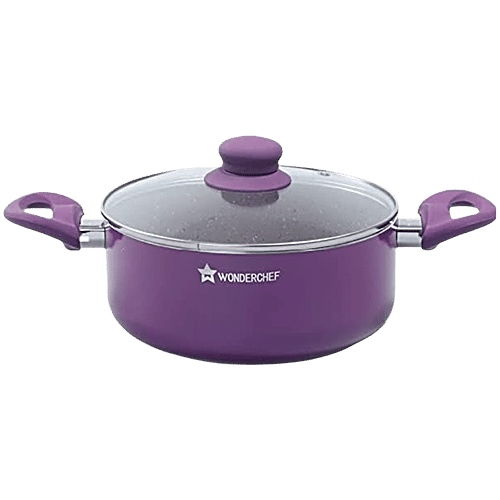 Wonderchef Royal Velvet Non-Stick Casserole - Induction Base, With Lid, Purple, 20 cm, 2.5 L  