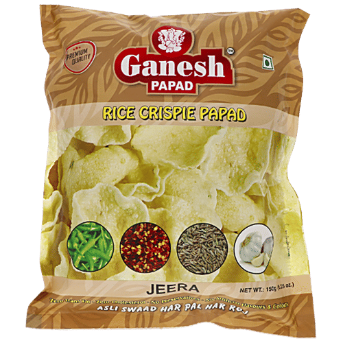 Ganesh Papad Jeera Papad - Rice Crispy, 150 g  Zero Cholesterol