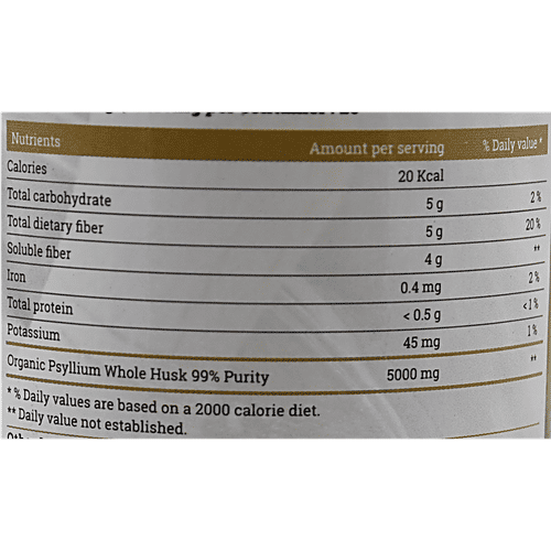 Geo-Fresh Whole Husk - Organic Psyllium, USDA Certified, 100 g 100gm 