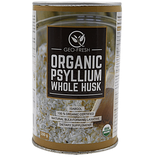 Geo-Fresh Whole Husk - Organic Psyllium, USDA Certified, 100 g 100gm 