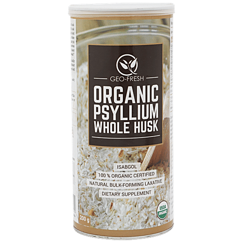 Geo-Fresh Whole Husk - Organic Psyllium, USDA Certified, 200 g 200gm 