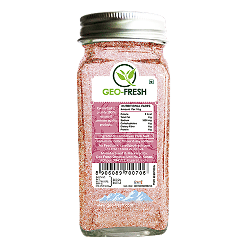 Geo-Fresh Himalaya Pink Salt - Natural, 110 g Glass Bottle 