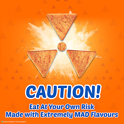 Bingo! Mad Angles Very Peri Peri - Spicy & Crunchy Corn Based Triangle Chips Pack For Snacks, 66 g Perfect Triangular Shape