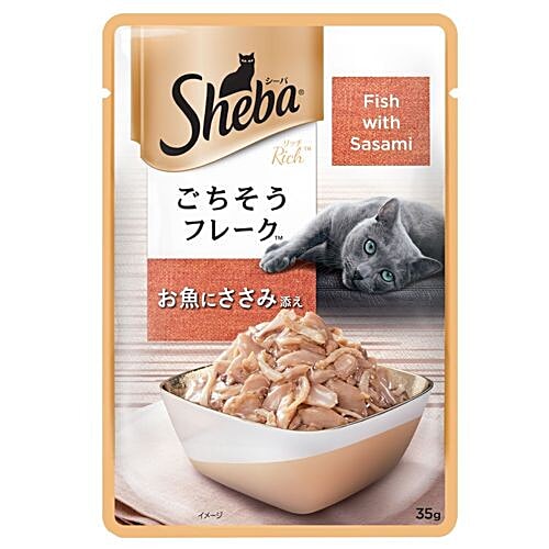 SHEBA Premium Cat Food - Fish with Sasami, For Adult Cats, 35 g (Pack of 12) 