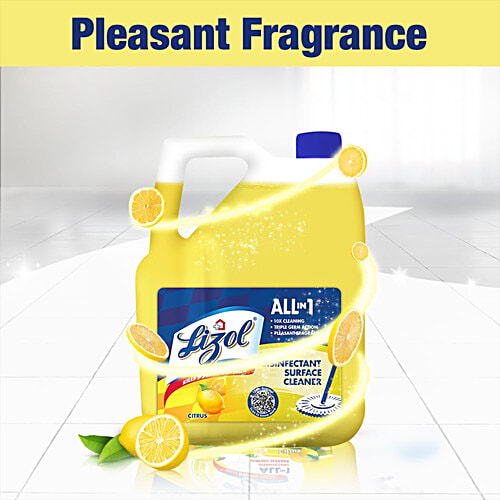 Lizol Disinfectant Surface & Floor Cleaner Liquid - Citrus, Kills 99.9% Germs, 5 L  