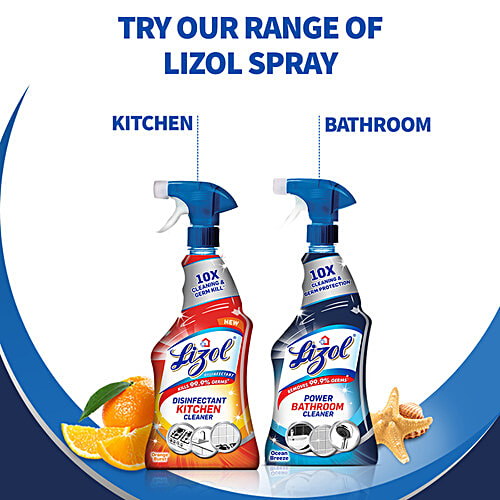 Lizol Bathroom Power Cleaner Spray - Ocean Breeze, 450 ml  10X Cleaning & Germ Protection, Removes 99.9% Germs