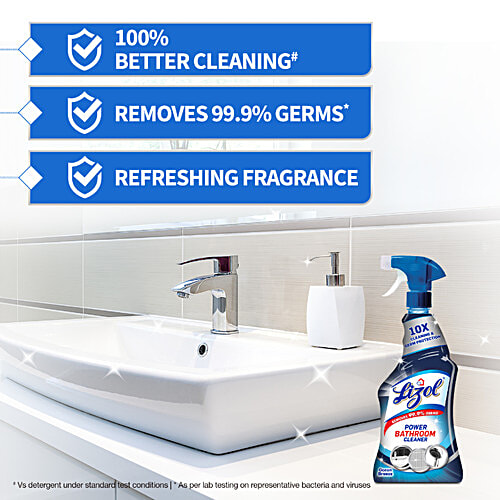 Lizol Bathroom Power Cleaner Spray - Ocean Breeze, 450 ml  10X Cleaning & Germ Protection, Removes 99.9% Germs