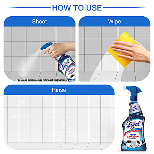 Lizol Bathroom Power Cleaner Spray - Ocean Breeze, 450 ml  10X Cleaning & Germ Protection, Removes 99.9% Germs