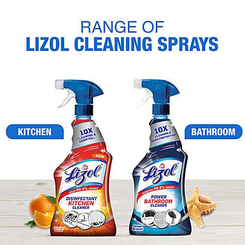 Lizol Bathroom Power Cleaner Spray - Ocean Breeze, 450 ml  10X Cleaning & Germ Protection, Removes 99.9% Germs