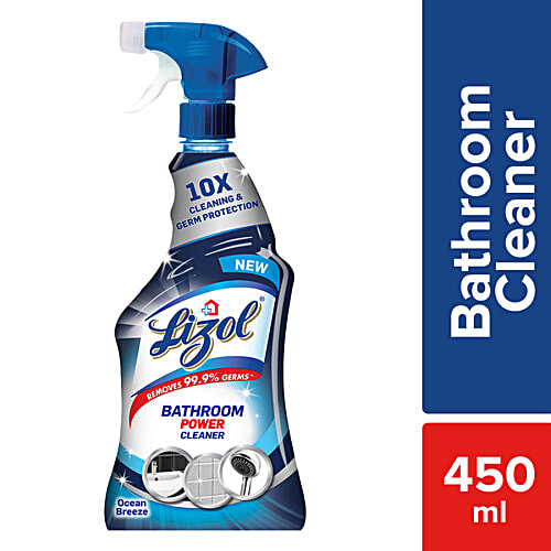Lizol Bathroom Power Cleaner Spray - Ocean Breeze, 450 ml  10X Cleaning & Germ Protection, Removes 99.9% Germs
