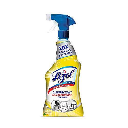 Lizol Disinfectant Multi-Purpose Power Cleaner Liquid Spray - Lemon, 450 ml 10X Germ Kill & Cleaning, Kills 99.9% Germs