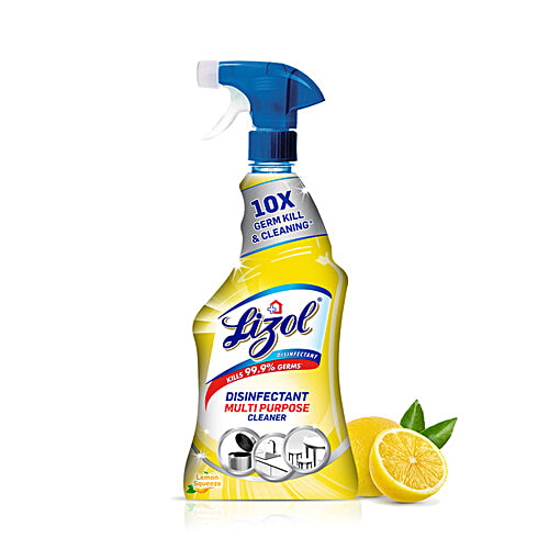 Lizol Disinfectant Multi-Purpose Power Cleaner Liquid Spray - Lemon, 450 ml 10X Germ Kill & Cleaning, Kills 99.9% Germs