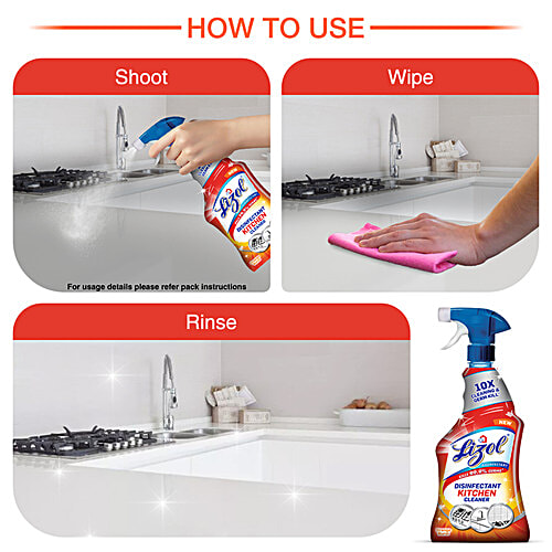 Buy Lizol Disinfectant Kitchen Power Cleaner Liquid Spray Orange
