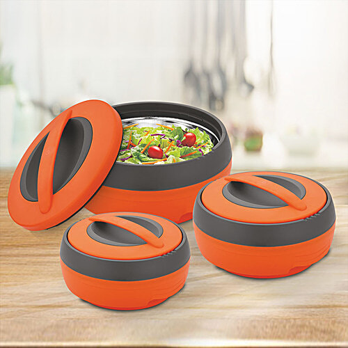 Asian Casserole For Roti/Chapati - Cosmos, Orange, 3 pcs (600 ml + 1000 ml + 1500 ml) 