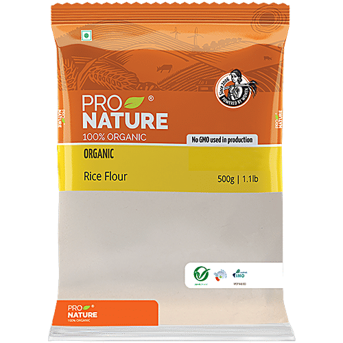 Pro Nature Organic Rice Flour/Chawal Atta, 500 g No GMO