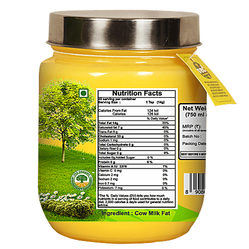 VED A2 GIR Cow Ghee/Tup - A2 Milk (Vedic Bilona Method), 750 ml Jar Vedic Bilona Method
