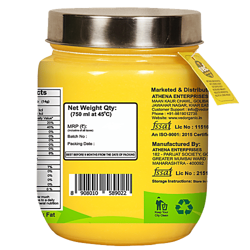 VED A2 GIR Cow Ghee/Tup - A2 Milk (Vedic Bilona Method), 750 ml Jar Vedic Bilona Method
